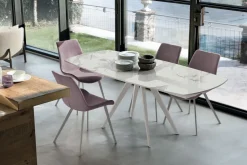 Tavolo allungabile con piano girevole in gres Vortice disponibile in diversi colori L 130