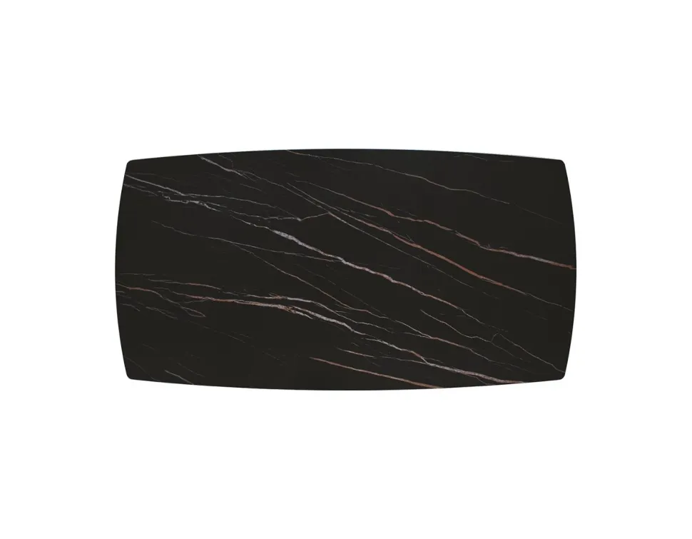 Tavolo allungabile con struttura in metallo e piano arrotondato in ceramica Romina disponibile in 2 misure