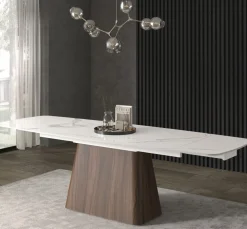 Tavolo allungabile con struttura in metallo e piano in ceramica Emma