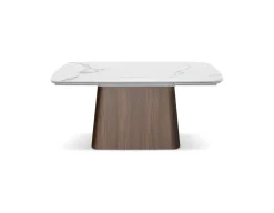 Tavolo allungabile con struttura in metallo e piano in ceramica Emma