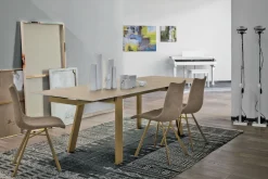 Tavolo allungabile con struttura in metallo e piano in gres porcellanato Giove in finitura Fiordibosco L 160