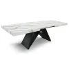 Tavolo allungabile da 160 a 240 cm con base Nera e Piano in nobilitato effetto Marmo Bianco Statuario