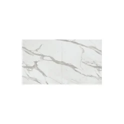Tavolo allungabile da 160 a 240 cm con base Nera e Piano in nobilitato effetto Marmo Bianco Statuario