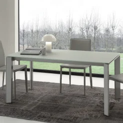 Tavolo allungabile Diamante con piano in Vetro Temperato
