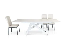 Tavolo allungabile Eco con piano in vetro Bianco