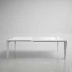 Tavolo Allungabile Gioy Bianco - Piano in Vetro e Gambe in Ferro (2 Misure)
