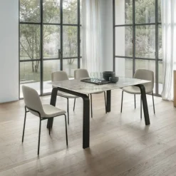 Tavolo allungabile in gres porcellanato Deimos in finitura Arabescato L 110