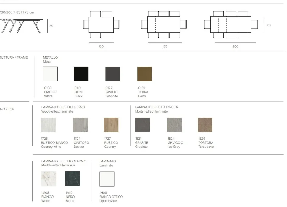 Tavolo allungabile Katana in laminato effetto legno disponibile in vari colori L 130
