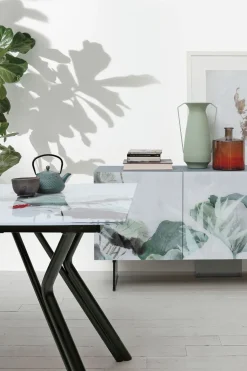 Tavolo allungabile Katana in vetro temperato con stampa digitale disponibile in vari colori L 130
