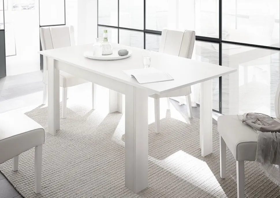 Tavolo allungabile linea Clear in Bianco Opaco