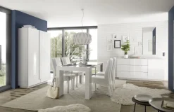 Tavolo allungabile linea Sax in finitura Bianco Lucido