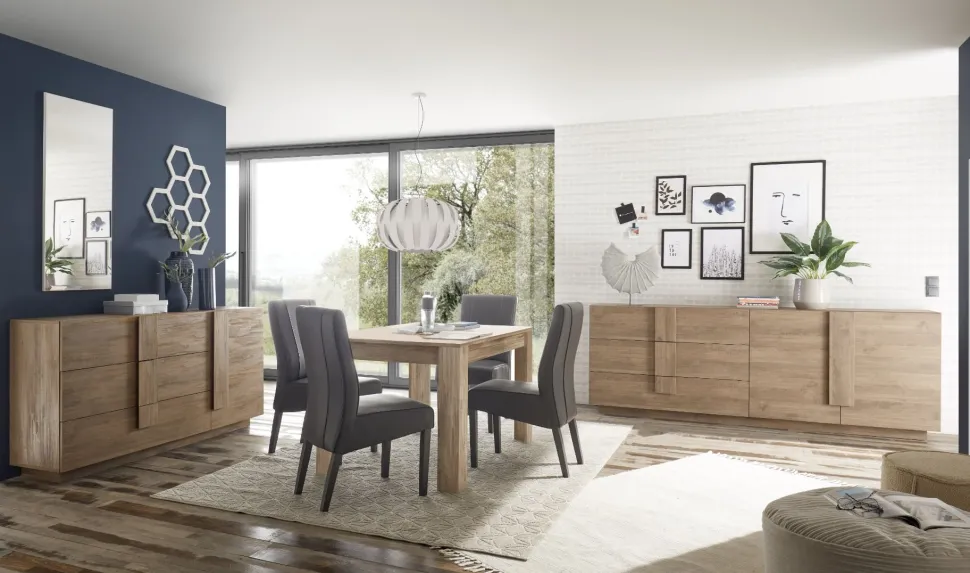 Tavolo allungabile linea Sax in finitura Rovere Mercure