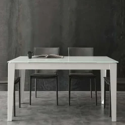 Tavolo allungabile Long Way con piano in Vetro Temperato