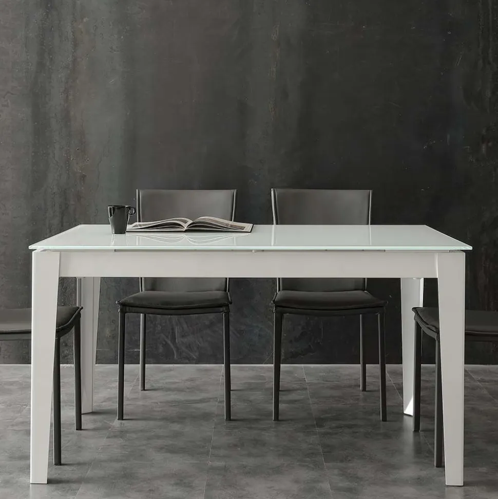 Tavolo allungabile Long Way con piano in Vetro Temperato