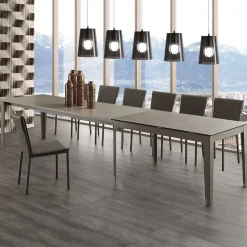 Tavolo allungabile Long Way con piano in Vetro Ceramica