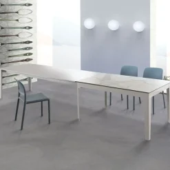 Tavolo allungabile Long Way con piano in Vetro Ceramica