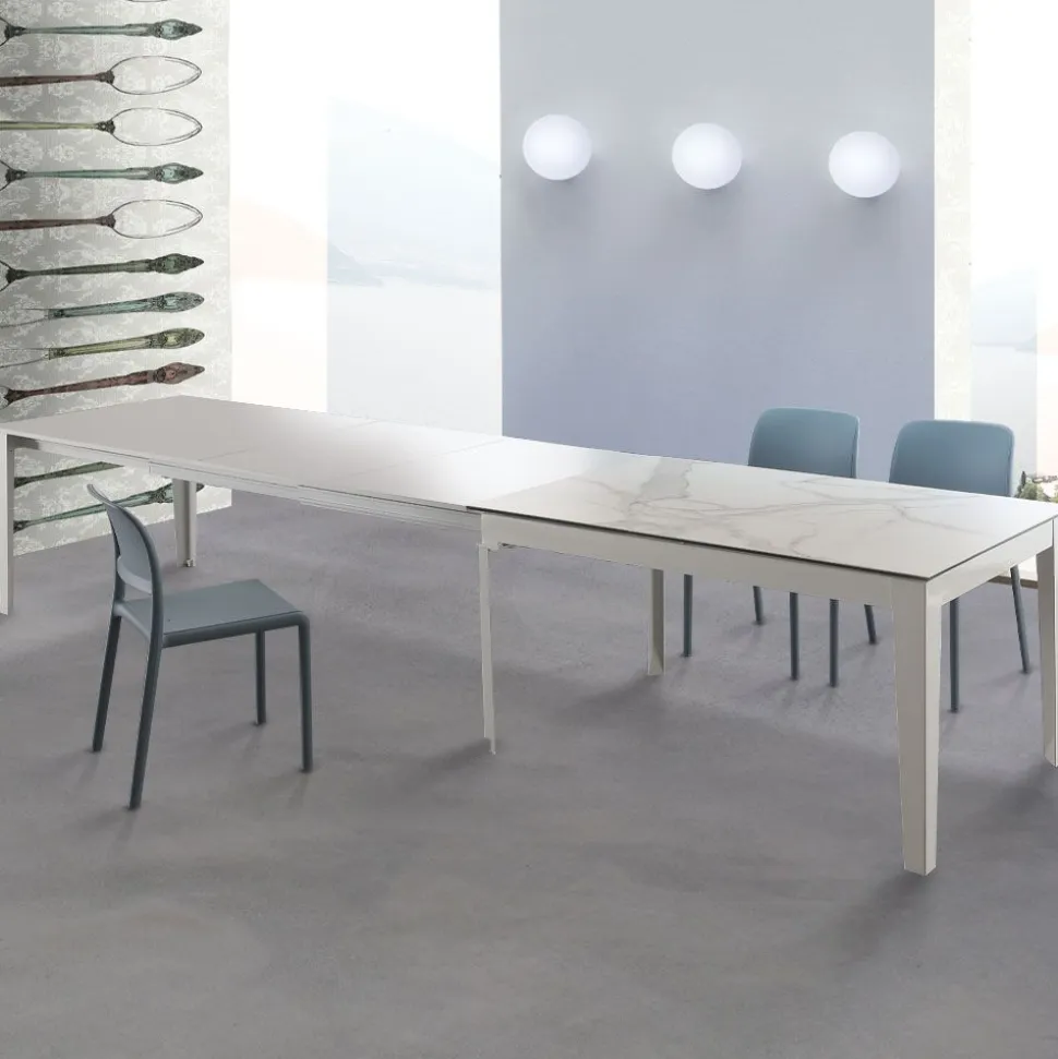 Tavolo allungabile Long Way con piano in Vetro Ceramica