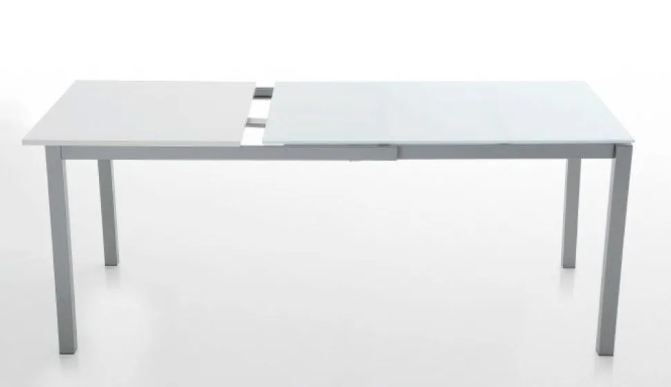 Tavolo allungabile Lotus 110x70 cm con piano in vetro