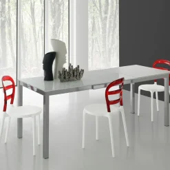 Tavolo allungabile Lotus 110x70 cm con piano in vetro