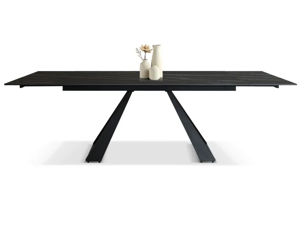 Tavolo Allungabile Moderno Rio con Struttura in Metallo e Piano in Ceramica