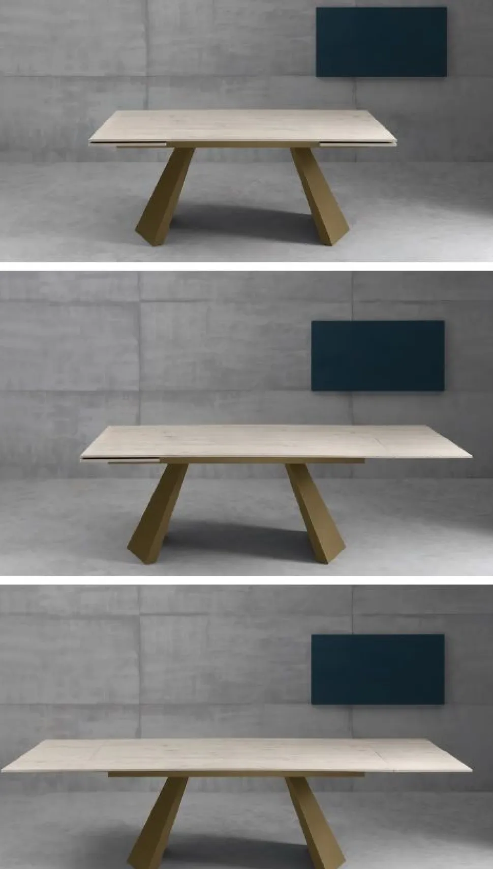 Tavolo allungabile Pechino finitura Tavolato Bianco 160x90 cm bordo dritto