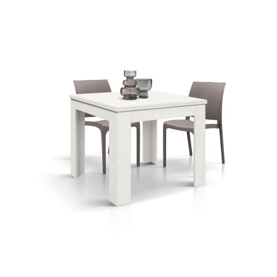 Tavolo allungabile raddoppiabile a libro Buck 90x90 disponibile in 4 colori