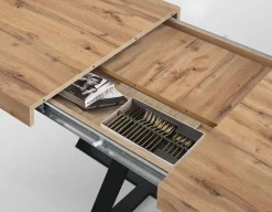 Tavolo allungabile rettangolare con piano in nobilitato disponibile in 3 colori Paxon