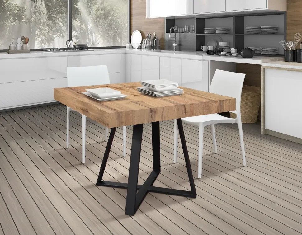 Tavolo allungabile rettangolare con piano in nobilitato disponibile in 3 colori Paxon