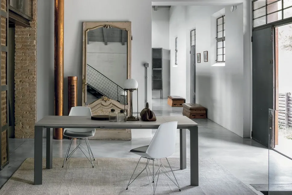 Tavolo allungabile rettangolare con piano in laminato Saturno finitura Bianco Rustico L 130
