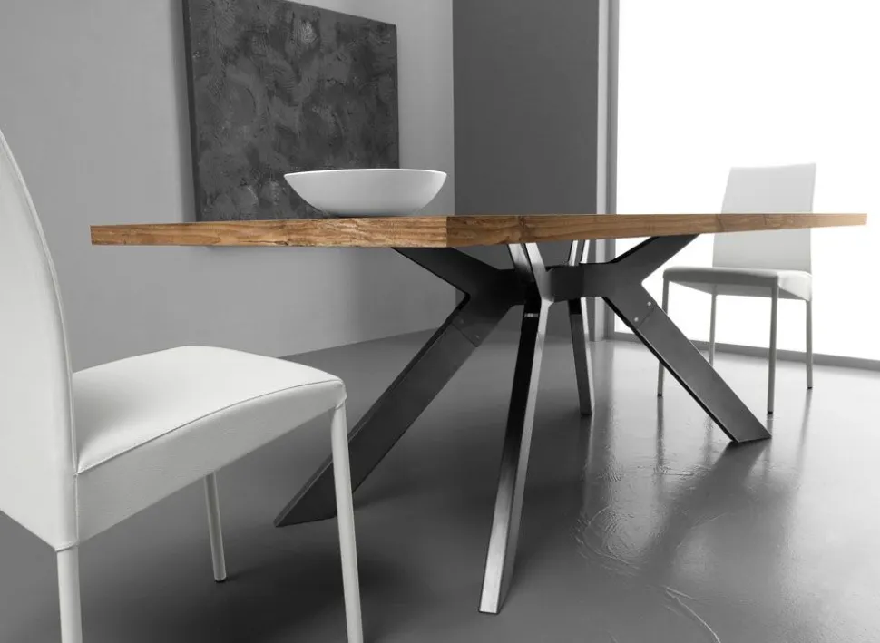 Tavolo allungabile Steel con piano in laminato finitura Rovere Slavonia 160x90 cm
