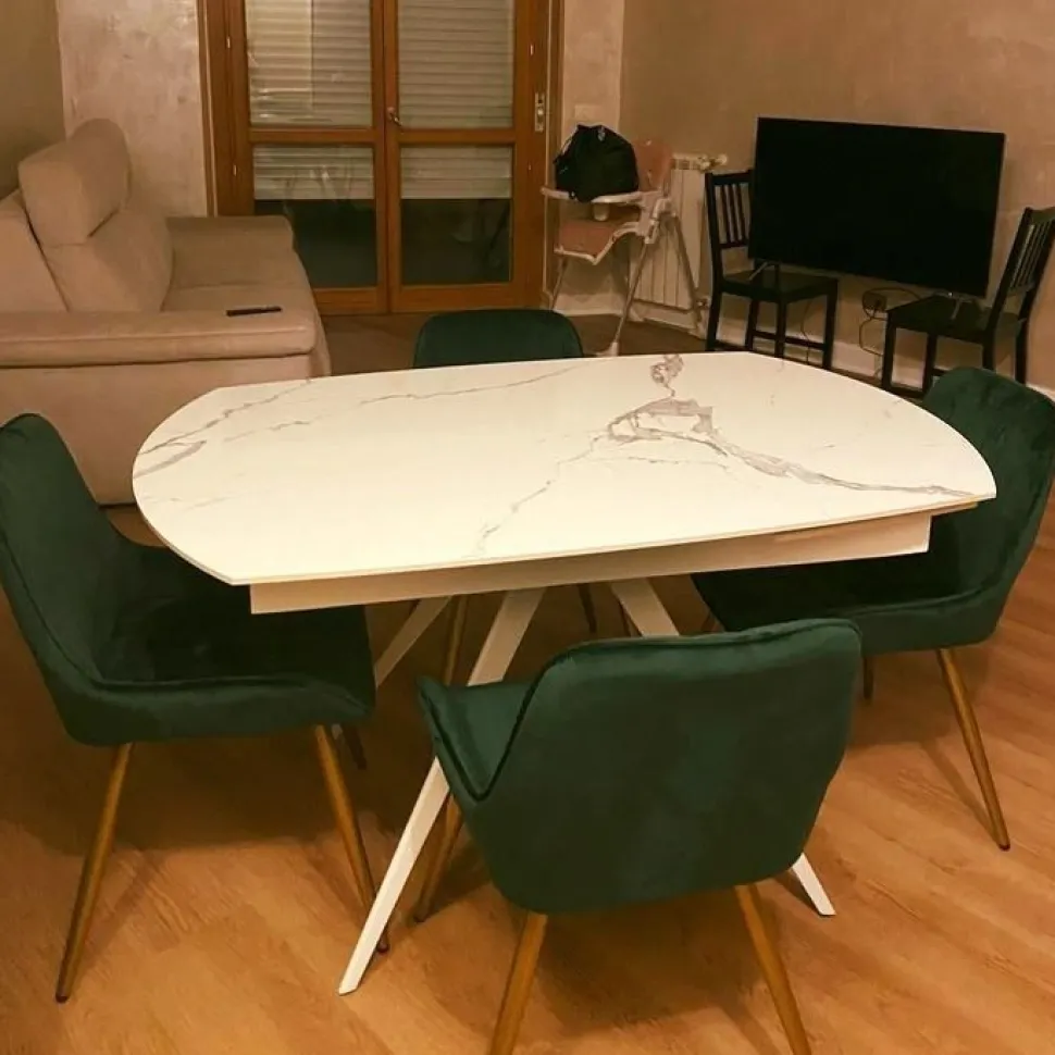 Tavolo allungabile Titan finitura Bianco Statuario