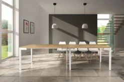 Tavolo allungabile Trilo in finitura Rovere e Bianco