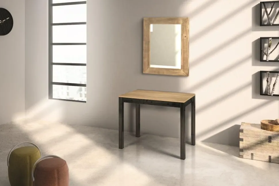 Tavolo allungabile Trilo in finitura Rovere e Nero