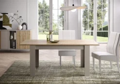 Tavolo allungabile 140x90 con allungo da 48 cm in finitura Cashmere e Cadiz