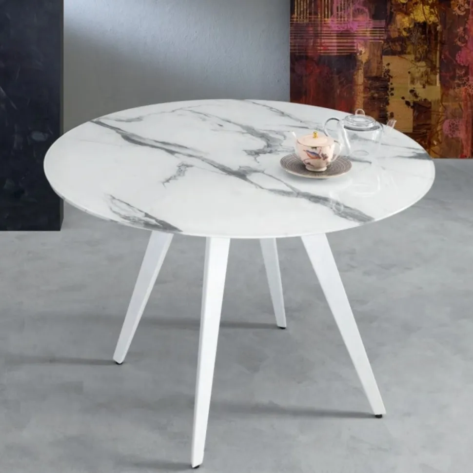 Tavolo Argo Eurosedia struttura bianco con vetro bianco