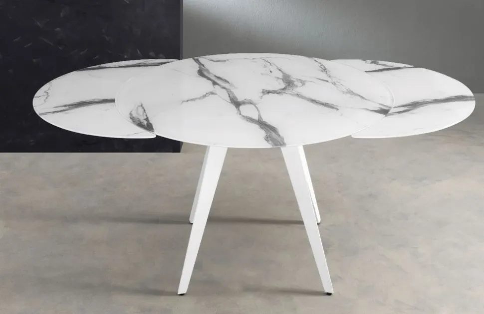 Tavolo Argo Eurosedia struttura bianco con vetro bianco
