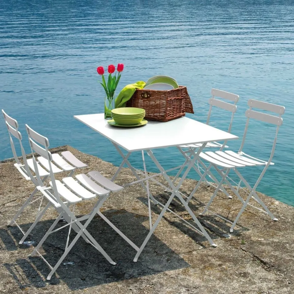 Tavolo Bistrò Rettangolare 110x70 cm Pieghevole in Ferro disponibile in 4 colori