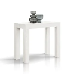 Tavolo Consolle allungabile in nobilitato Bianco Frassino modello First fino a 3 metri