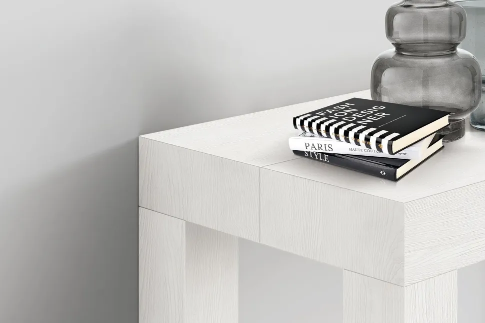 Tavolo Consolle allungabile in nobilitato Bianco Frassino modello First fino a 3 metri