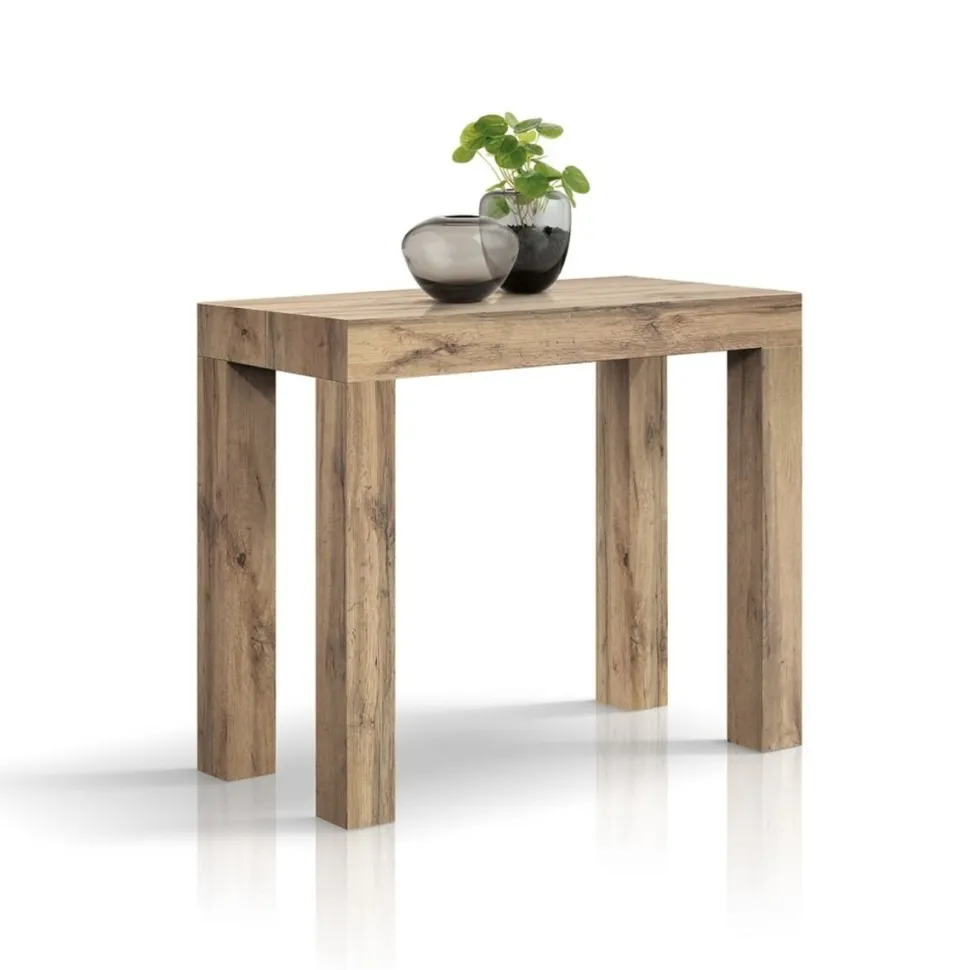 Tavolo Consolle allungabile in nobilitato Rovere Rustico modello First fino a 3 metri
