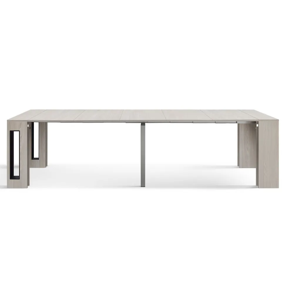 Tavolo Consolle allungabile in nobilitato con vano porta allunghe Olmo Perla modello Flame fino a 3 metri