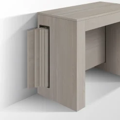 Tavolo Consolle allungabile in nobilitato con vano porta allunghe Olmo Perla modello Flame fino a 3 metri