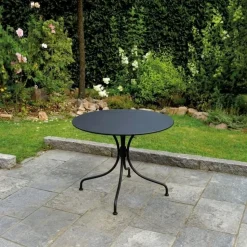 Tavolo da Giardino Rotondo Baveno Ø 90 cm in Ferro Nero