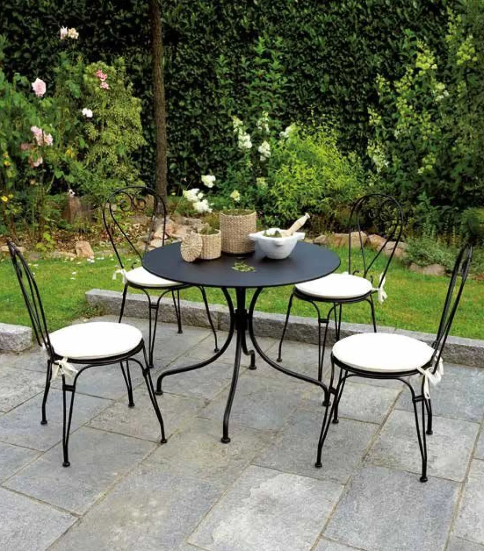 Tavolo da Giardino Rotondo Baveno Ø 90 cm in Ferro Nero