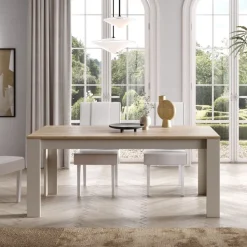 Tavolo da pranzo fisso 180x90 in finitura Cashmere e Cadiz