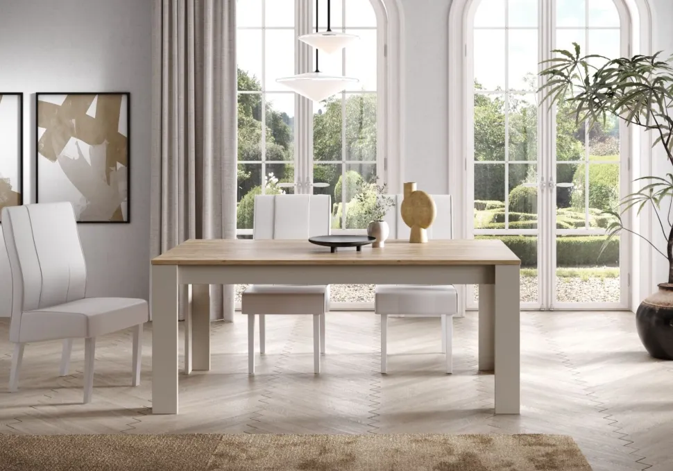 Tavolo da pranzo fisso 180x90 in finitura Cashmere e Cadiz