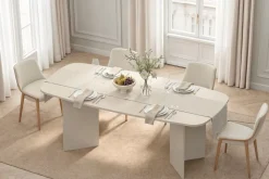 Tavolo Fisso con Piano a Botte ovale in Finitura Cashmere o Travertino disponibile in 2 misure