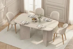 Tavolo Fisso con Piano a Botte ovale in Finitura Cashmere o Travertino disponibile in 2 misure