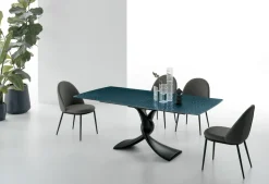 Tavolo fisso con piano a botticella in vetro ondulato Twist L 200
