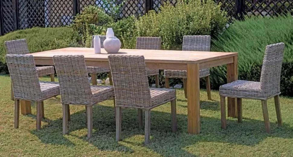 Tavolo Fisso da Esterno Giacarta in Teak Riciclato disponibile in 2 Misure